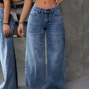 Women's Blue Wide-Leg Jeans